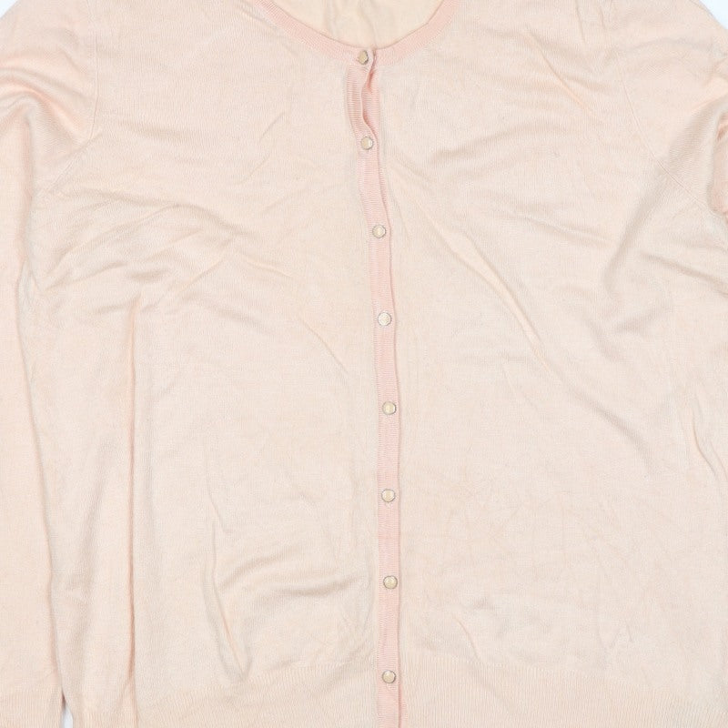 Marks and Spencer Women Pink Size 18 Cotton Knit Button Cardigan