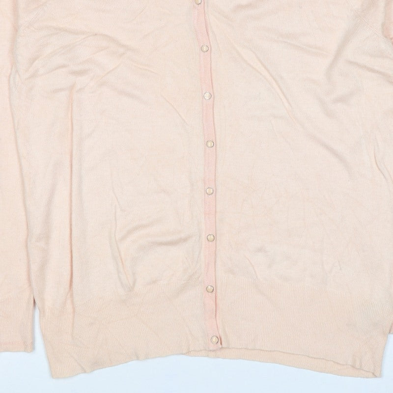 Marks and Spencer Women Pink Size 18 Cotton Knit Button Cardigan