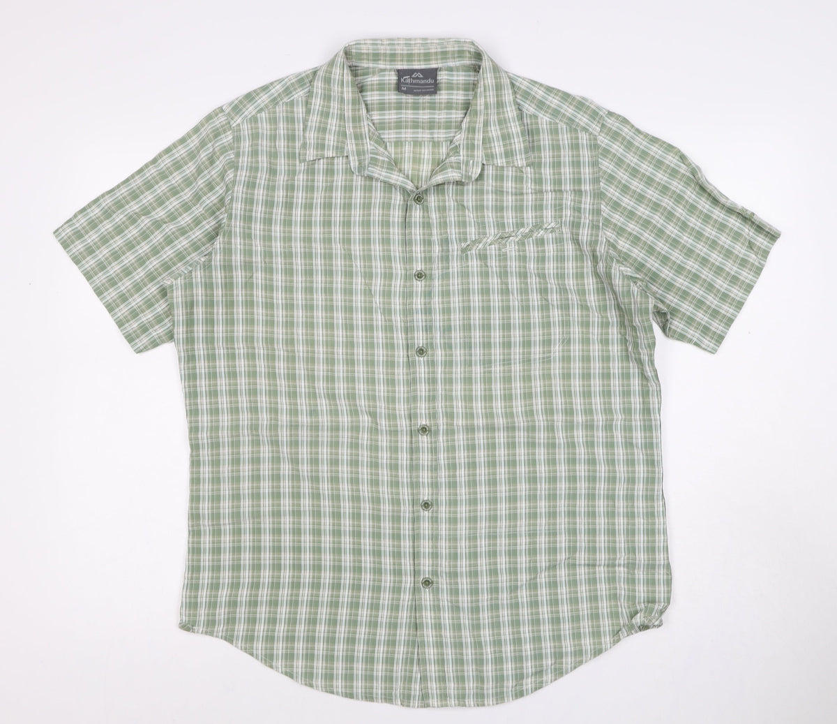 Kathmandu Men's Green Plaid M Short Sleeve Button-Up Casual Shirt