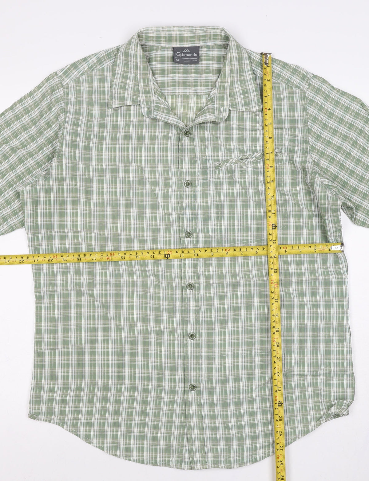 Kathmandu Men's Green Plaid M Short Sleeve Button-Up Casual Shirt