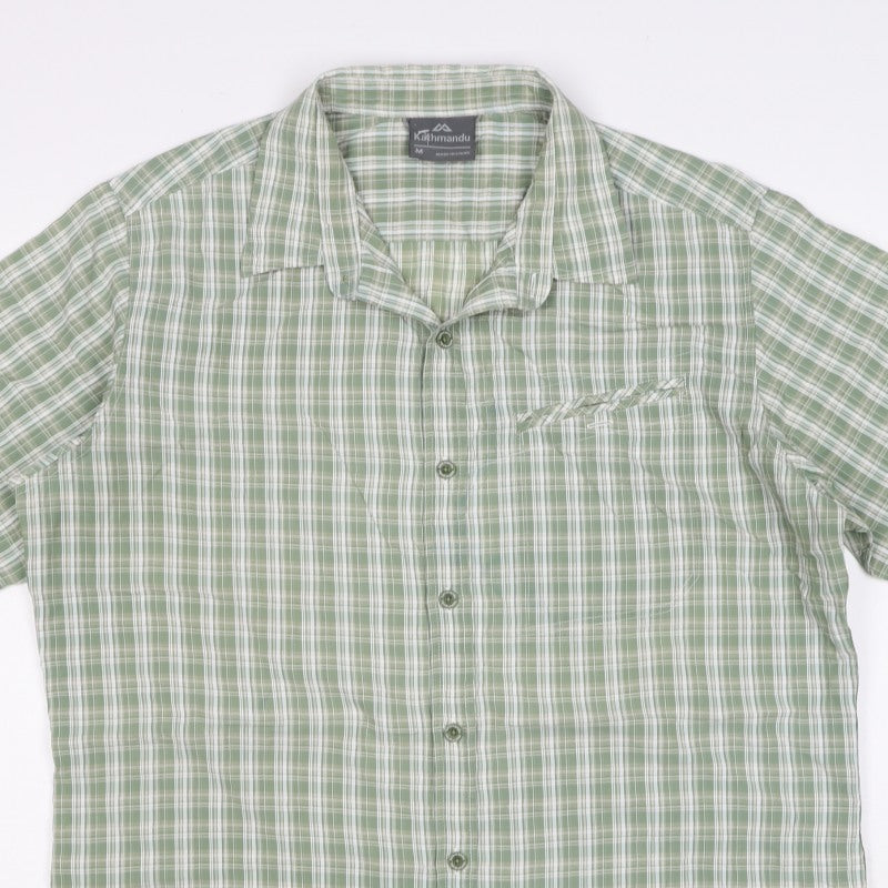 Kathmandu Men's Green Plaid M Short Sleeve Button-Up Casual Shirt