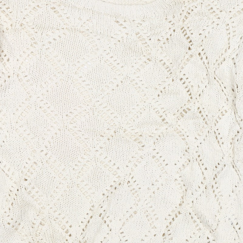 M&S Women Ivory L Open Knit Geometric Long Sleeve Pullover Jumper
