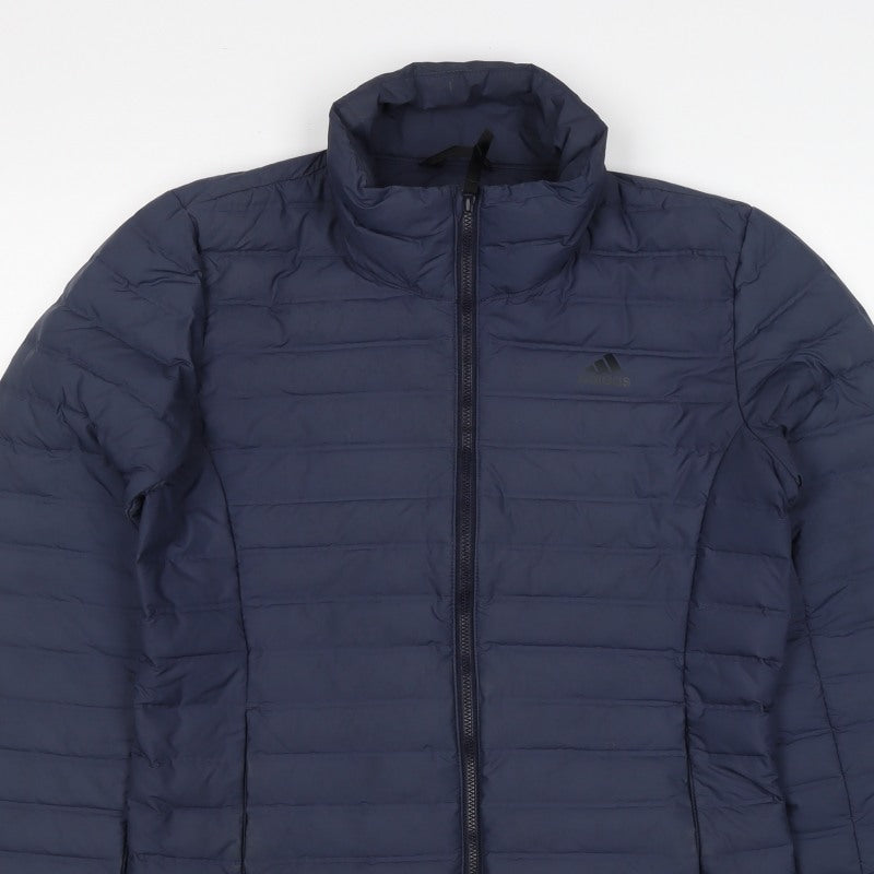 adidas Women’s Blue S Puffer Jacket Quilted Down Full Zip