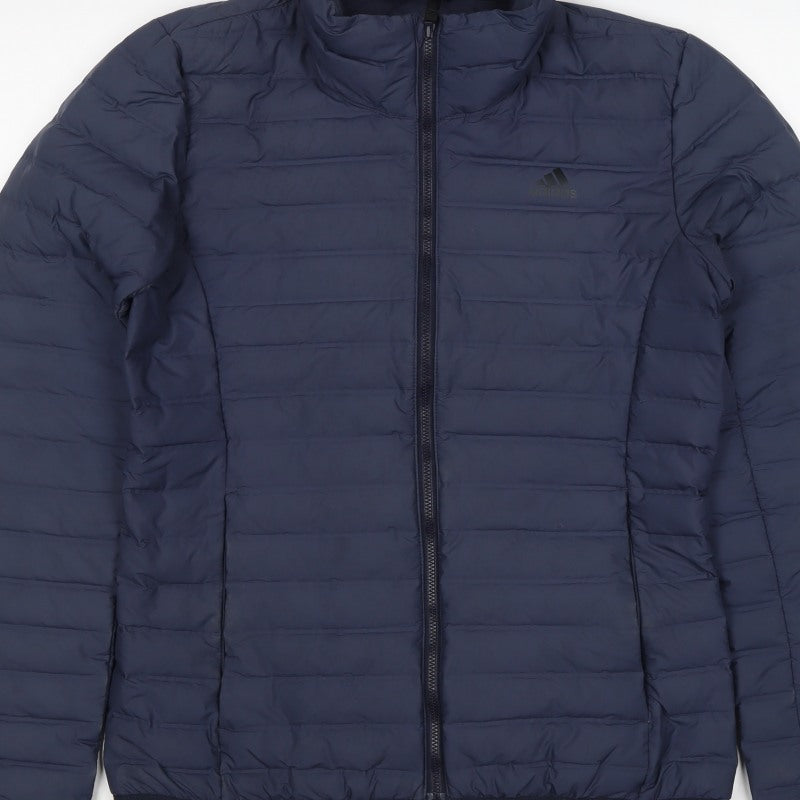 adidas Women’s Blue S Puffer Jacket Quilted Down Full Zip