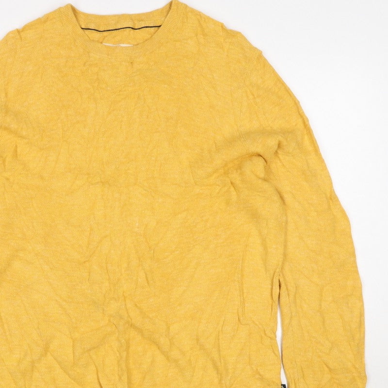 Face Unisex Adults Yellow Cotton Crew Neck Knit Pullover Jumper XL
