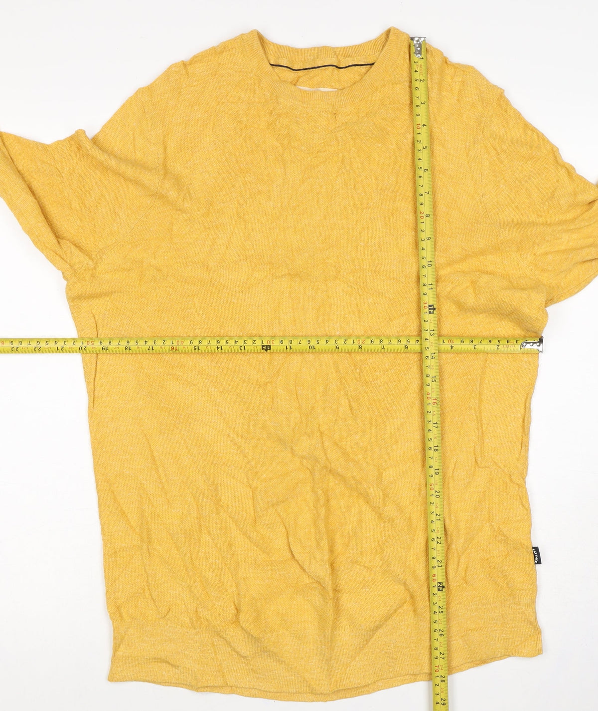 Face Unisex Adults Yellow Cotton Crew Neck Knit Pullover Jumper XL