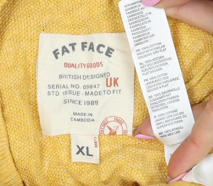 Face Unisex Adults Yellow Cotton Crew Neck Knit Pullover Jumper XL