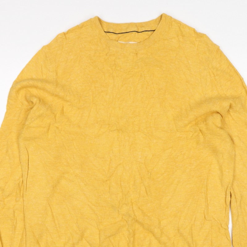 Face Unisex Adults Yellow Cotton Crew Neck Knit Pullover Jumper XL
