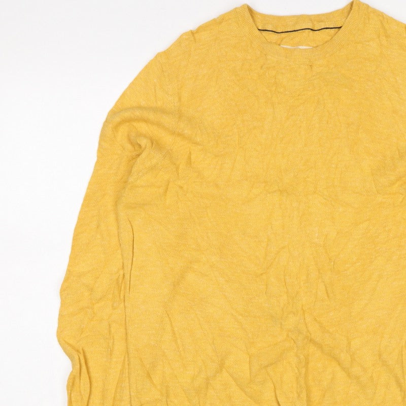 Face Unisex Adults Yellow Cotton Crew Neck Knit Pullover Jumper XL