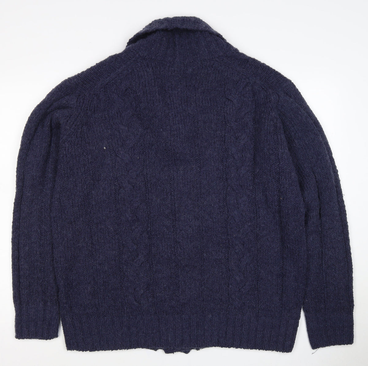 James Pringle Men’s Blue XL Cable Knit Wool Blend Button Cardigan