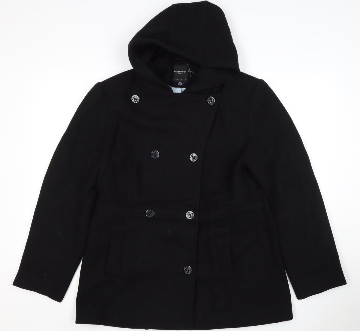 Colebrook & Co. Women’s Black UK 12 Hooded Wool Pea Coat