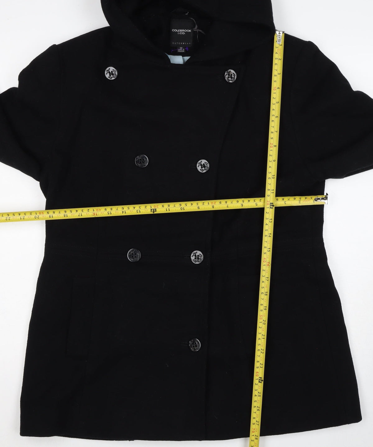 Colebrook & Co. Women’s Black UK 12 Hooded Wool Pea Coat