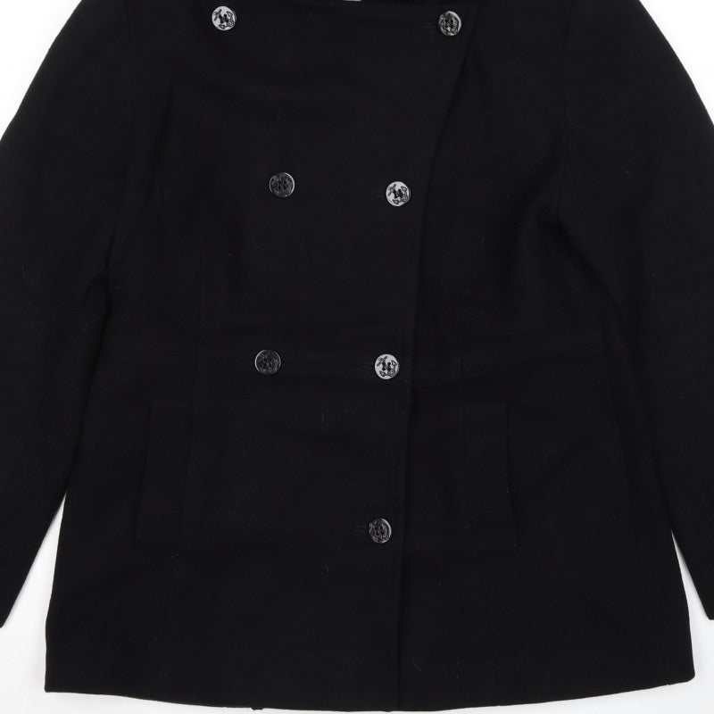 Colebrook & Co. Women’s Black UK 12 Hooded Wool Pea Coat