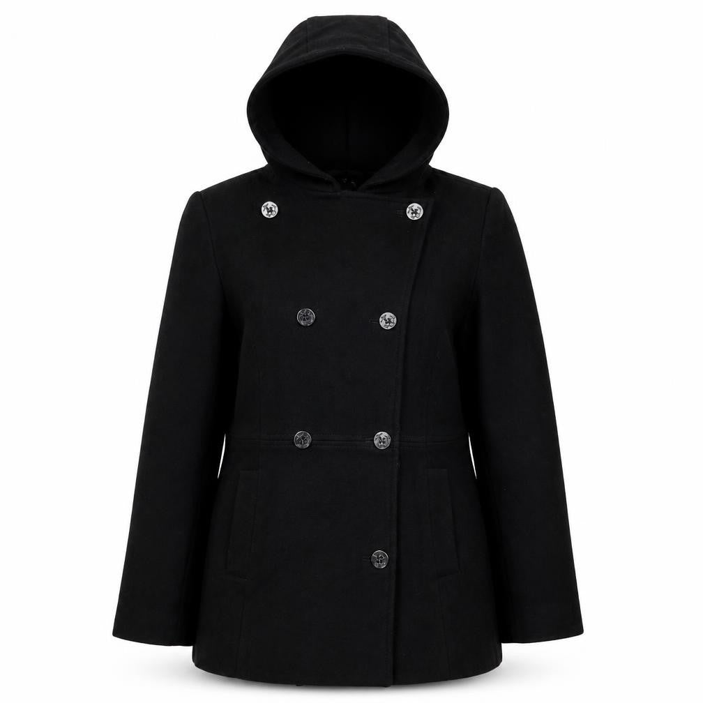 Colebrook & Co. Women’s Black UK 12 Hooded Wool Pea Coat