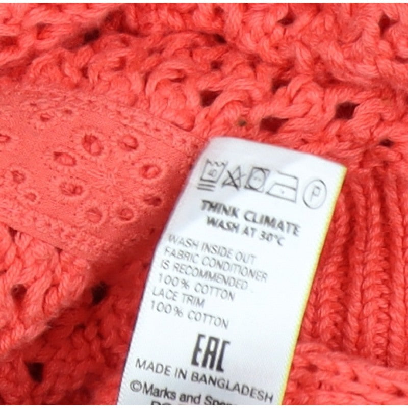 Marks and Spencer Women Orange UK 18 Cable Knit Cotton Jumper