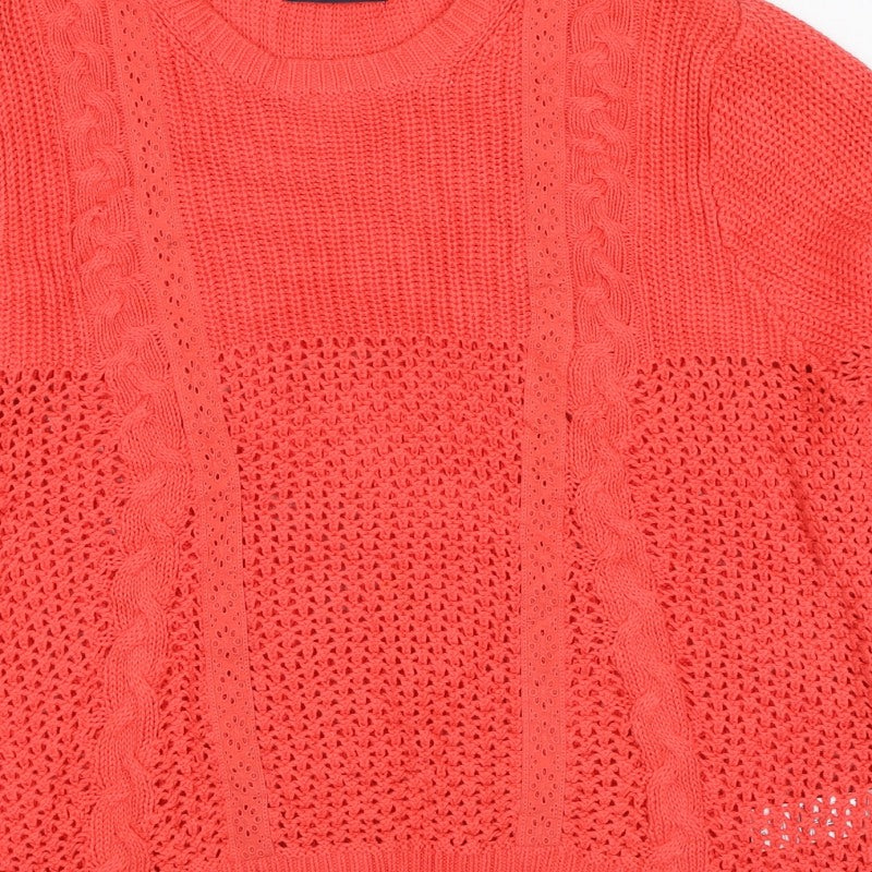 Marks and Spencer Women Orange UK 18 Cable Knit Cotton Jumper