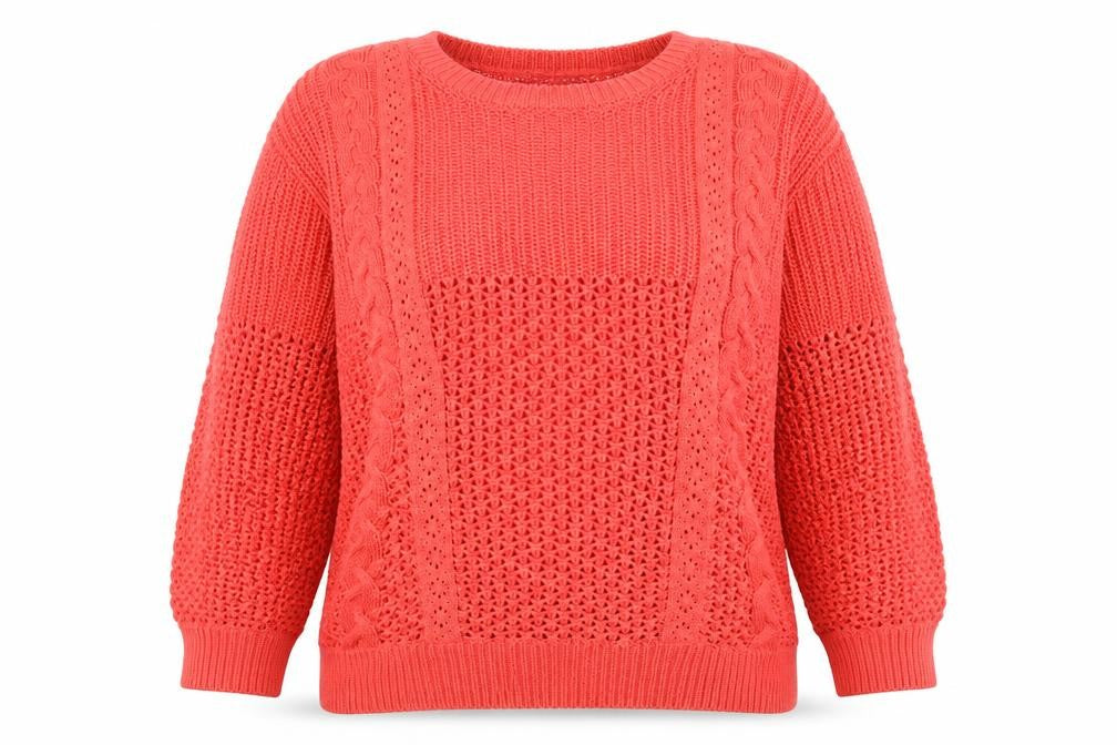 Marks and Spencer Women Orange UK 18 Cable Knit Cotton Jumper