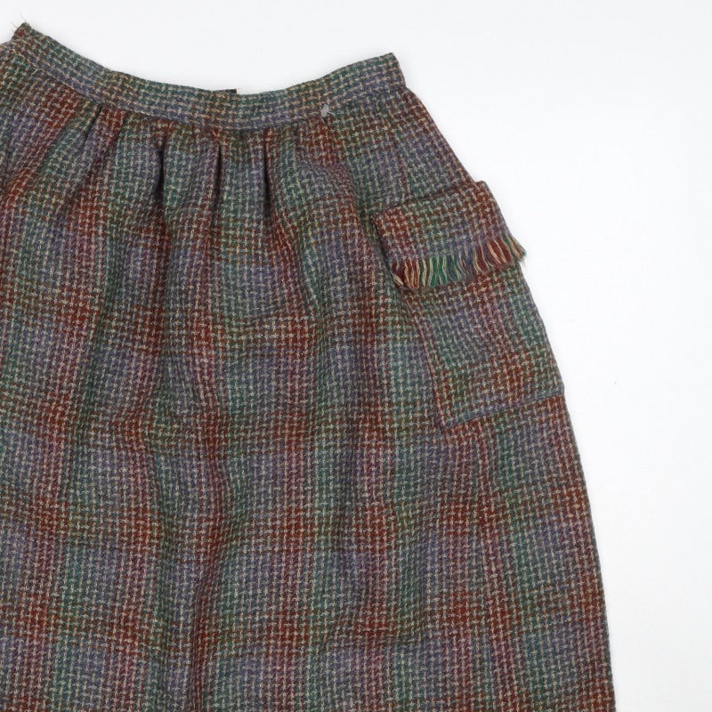 Country Set Teens Multicoloured Size 12 Wool Tweed A-Line Knee Skirt