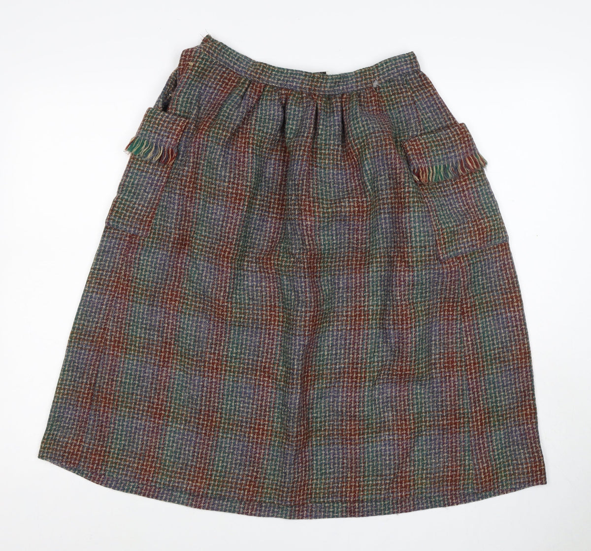 Country Set Teens Multicoloured Size 12 Wool Tweed A-Line Knee Skirt