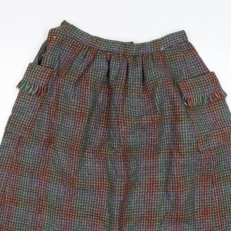 Country Set Teens Multicoloured Size 12 Wool Tweed A-Line Knee Skirt