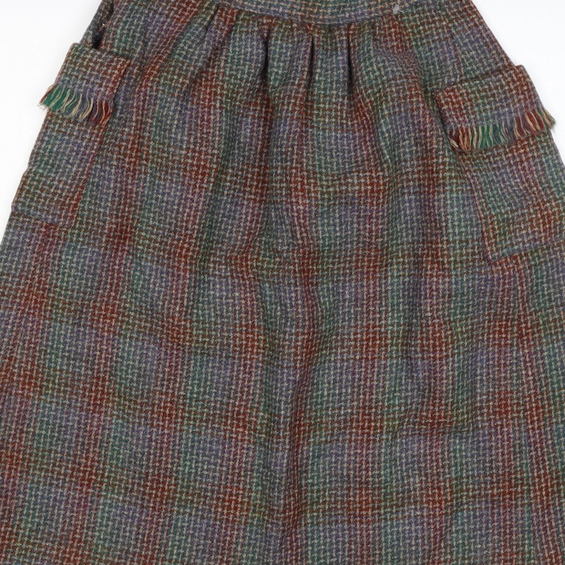 Country Set Teens Multicoloured Size 12 Wool Tweed A-Line Knee Skirt