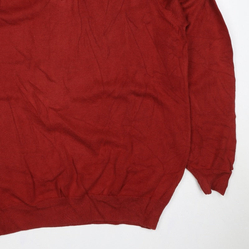 Marks and Spencer Men’s Red L Pure Cotton V-Neck Pullover Jumper