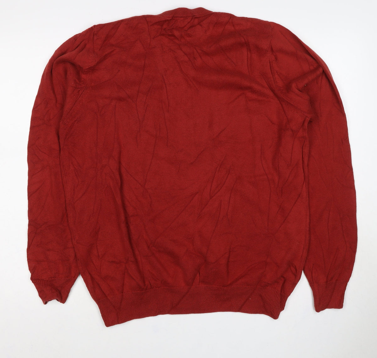 Marks and Spencer Men’s Red L Pure Cotton V-Neck Pullover Jumper