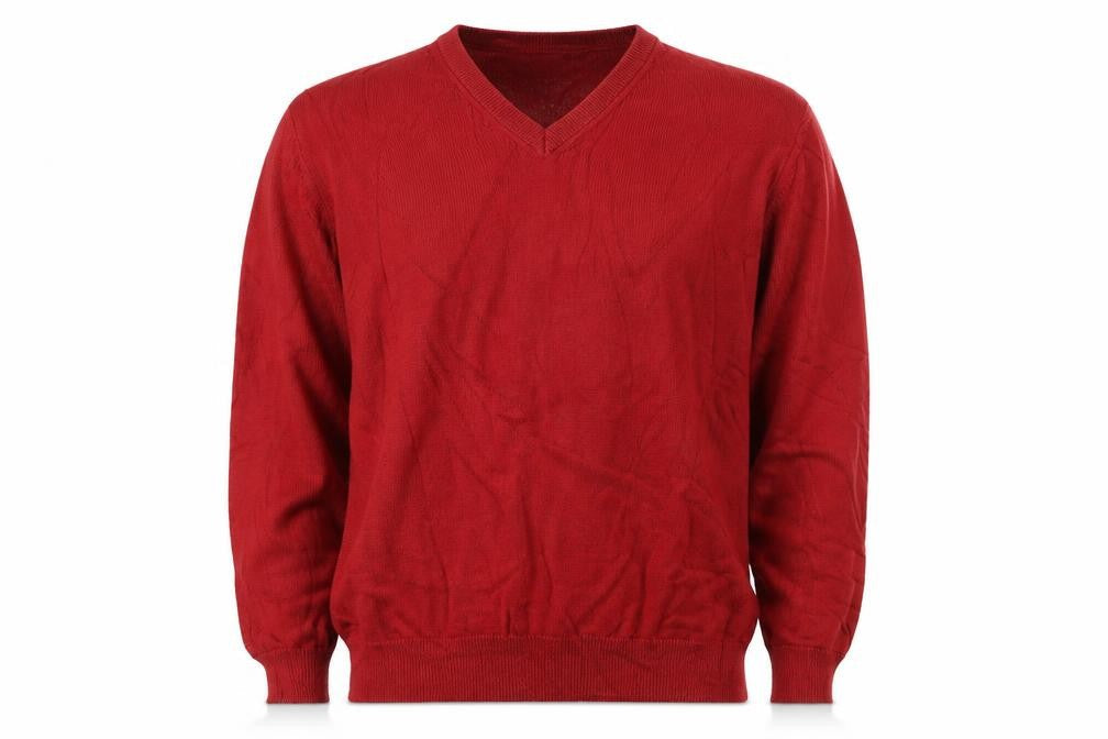 Marks and Spencer Men’s Red L Pure Cotton V-Neck Pullover Jumper