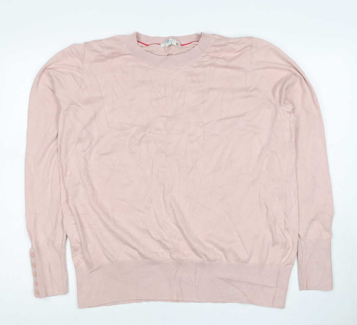 Boden Women Pink XL Cotton Blend Crew Neck Pullover Jumper