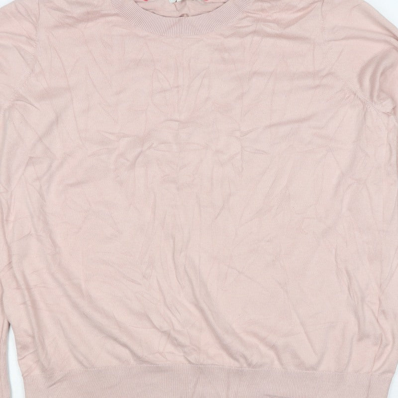 Boden Women Pink XL Cotton Blend Crew Neck Pullover Jumper