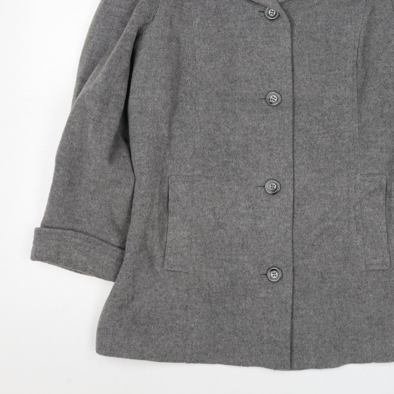Marks and Spencer Women Grey Wool Blend Mid-Length Coat UK 14