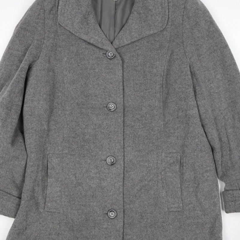 Marks and Spencer Women Grey Wool Blend Mid-Length Coat UK 14