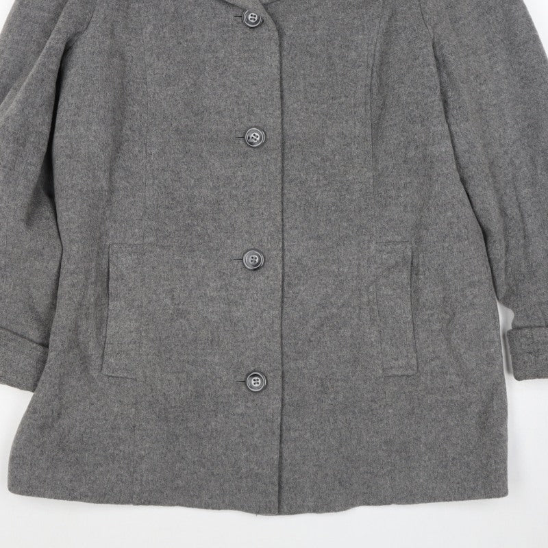 Marks and Spencer Women Grey Wool Blend Mid-Length Coat UK 14