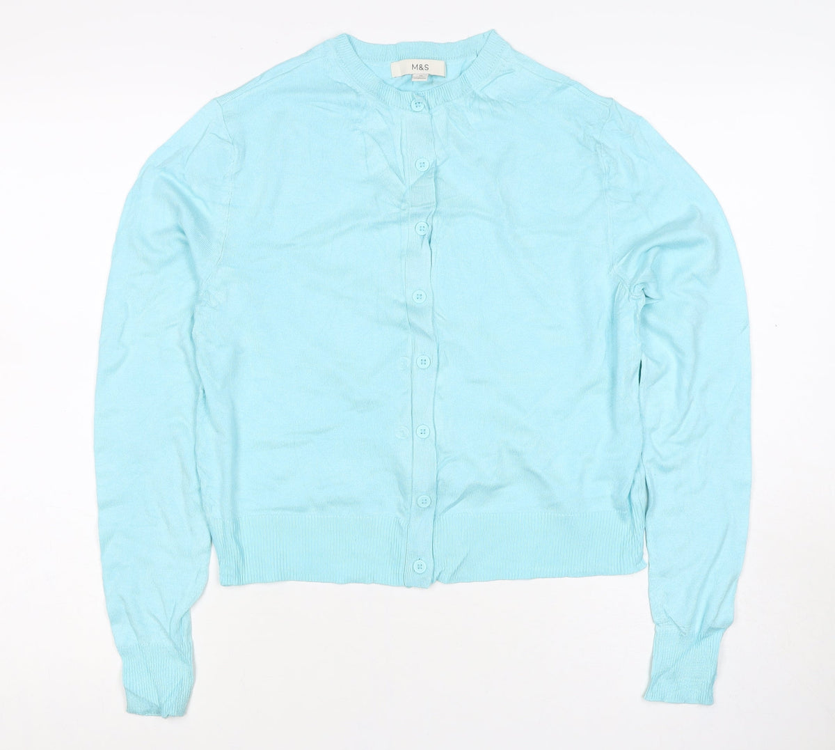 Marks & Spencer Women Blue Size 10 Button Cardigan Long Sleeve