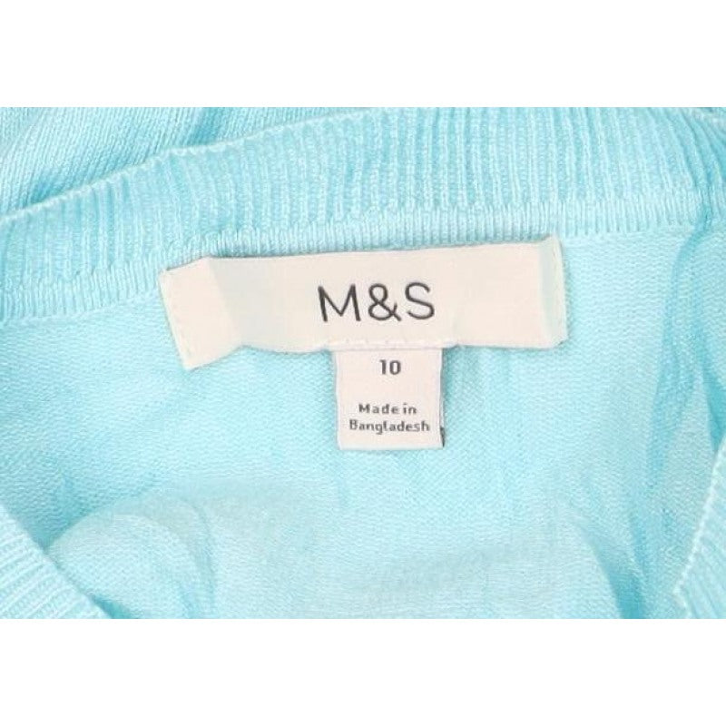 Marks & Spencer Women Blue Size 10 Button Cardigan Long Sleeve