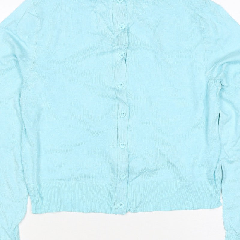 Marks & Spencer Women Blue Size 10 Button Cardigan Long Sleeve