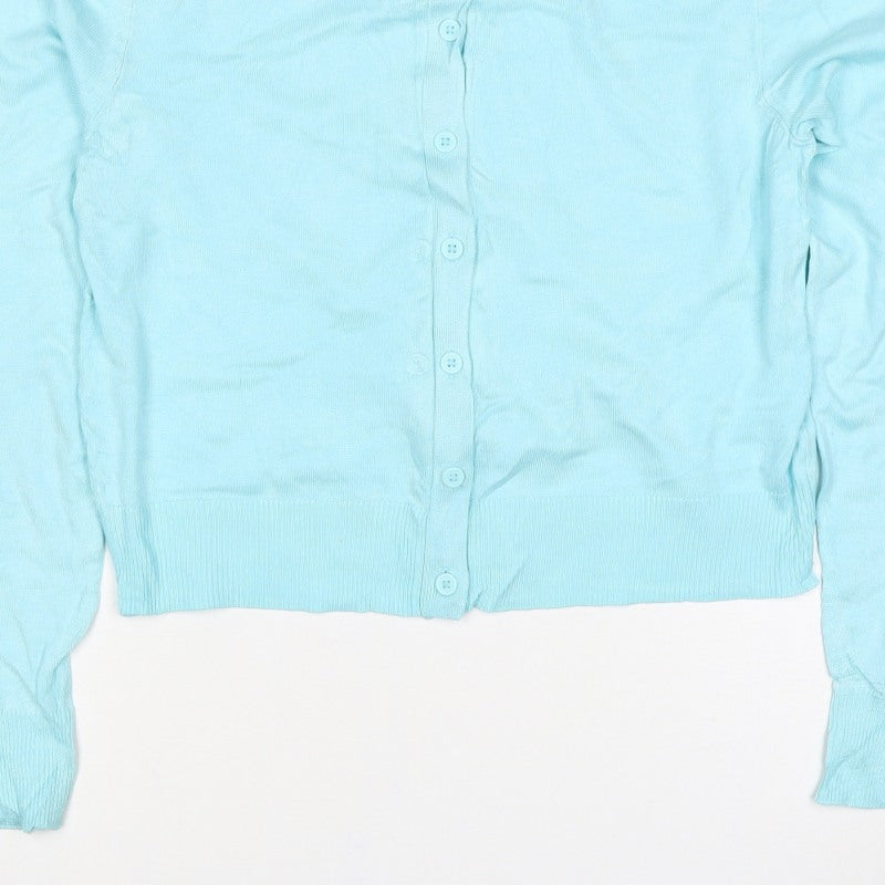 Marks & Spencer Women Blue Size 10 Button Cardigan Long Sleeve