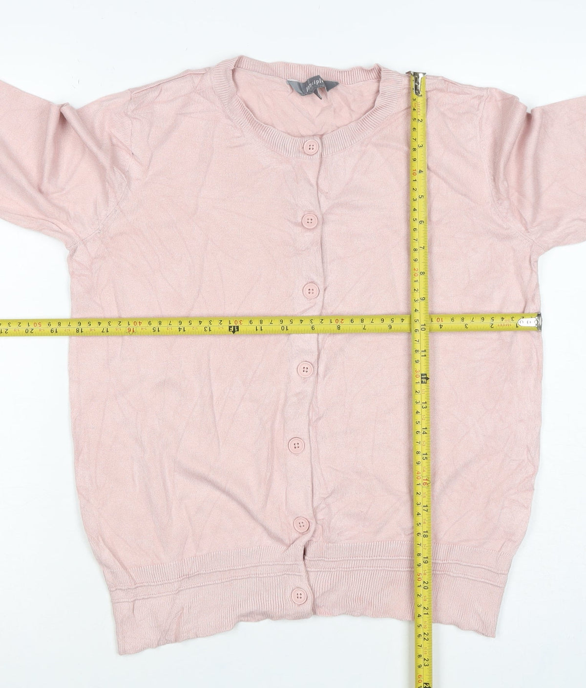 Principles Women’s Pink Size 12 Button Front Round Neck Knit Cardigan