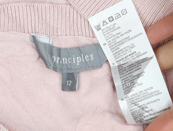 Principles Women’s Pink Size 12 Button Front Round Neck Knit Cardigan