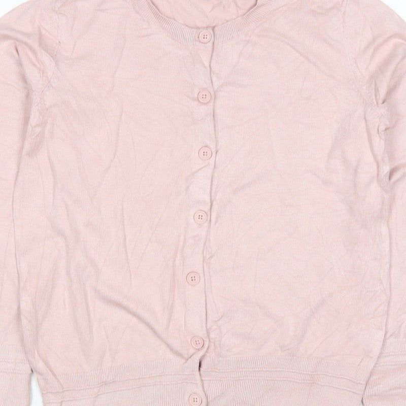 Principles Women’s Pink Size 12 Button Front Round Neck Knit Cardigan
