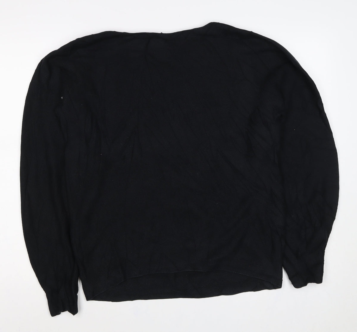Uniqlo Women Black Cotton Knit Pullover Jumper Size M Long Sleeve