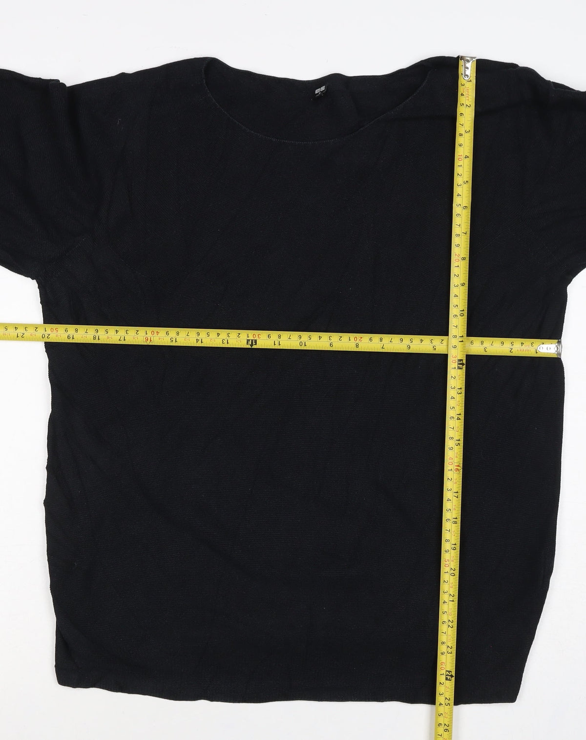 Uniqlo Women Black Cotton Knit Pullover Jumper Size M Long Sleeve