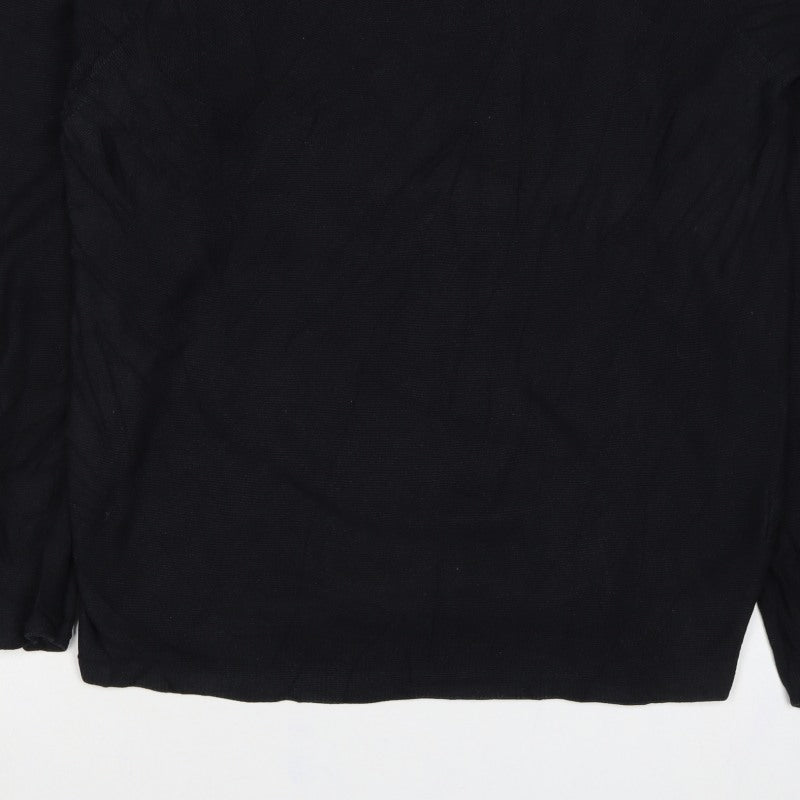 Uniqlo Women Black Cotton Knit Pullover Jumper Size M Long Sleeve
