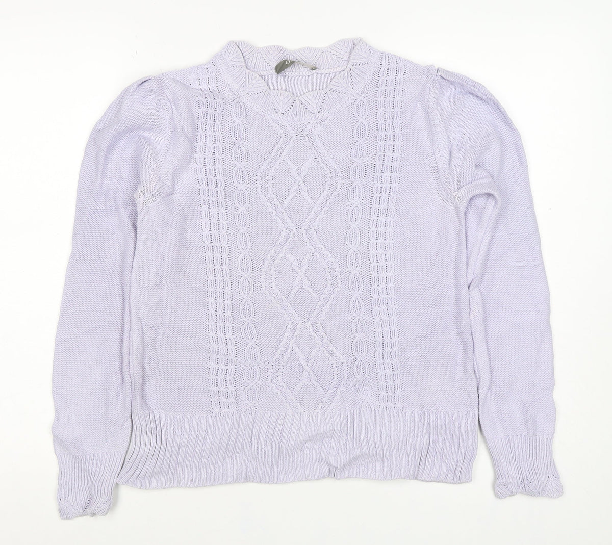 Oasis Women Purple M Cable-Knit V-Neck Long Sleeve Pullover Jumper