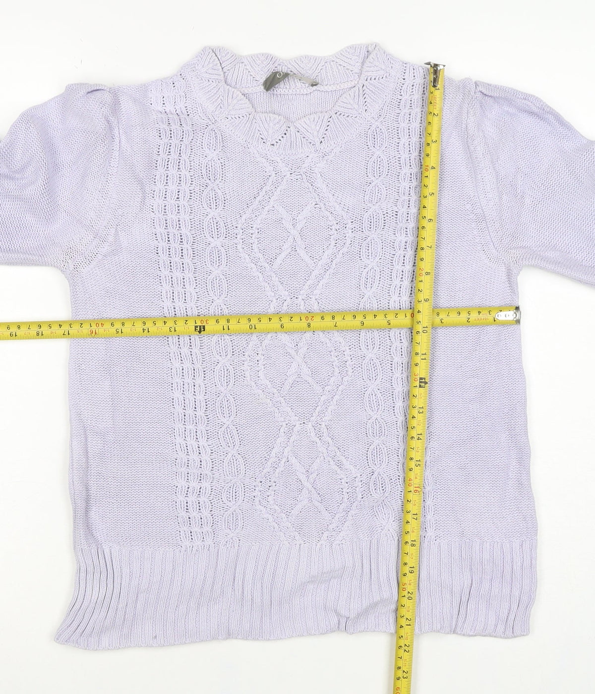 Oasis Women Purple M Cable-Knit V-Neck Long Sleeve Pullover Jumper