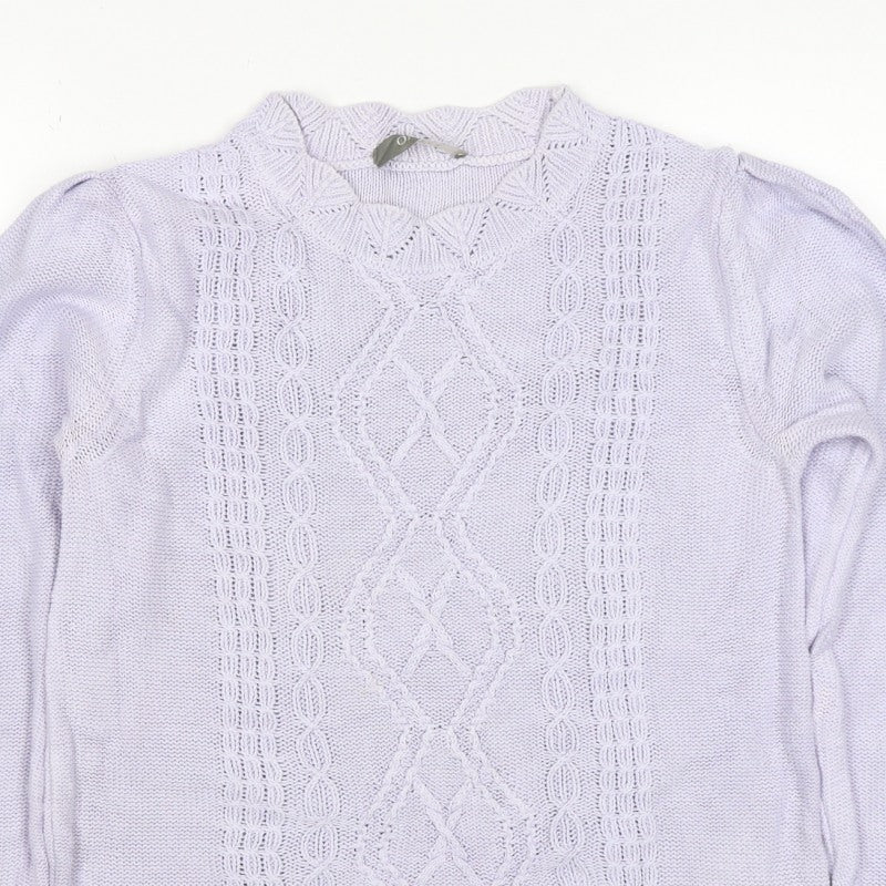 Oasis Women Purple M Cable-Knit V-Neck Long Sleeve Pullover Jumper