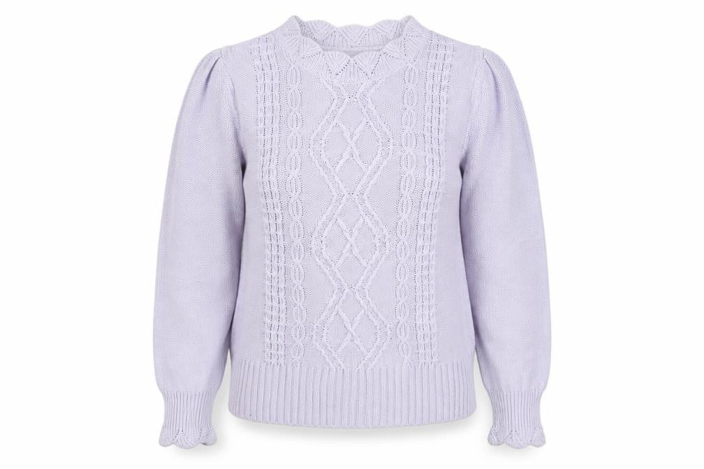 Oasis Women Purple M Cable-Knit V-Neck Long Sleeve Pullover Jumper