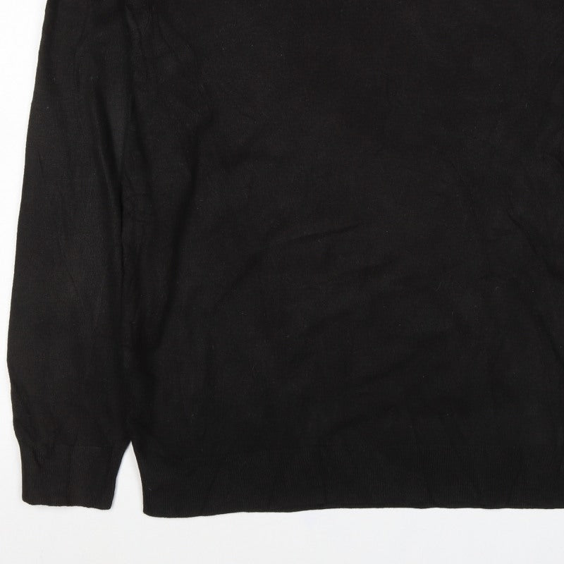 Bosideng Men's Black L V-Neck Acrylic Knit Pullover Jumper