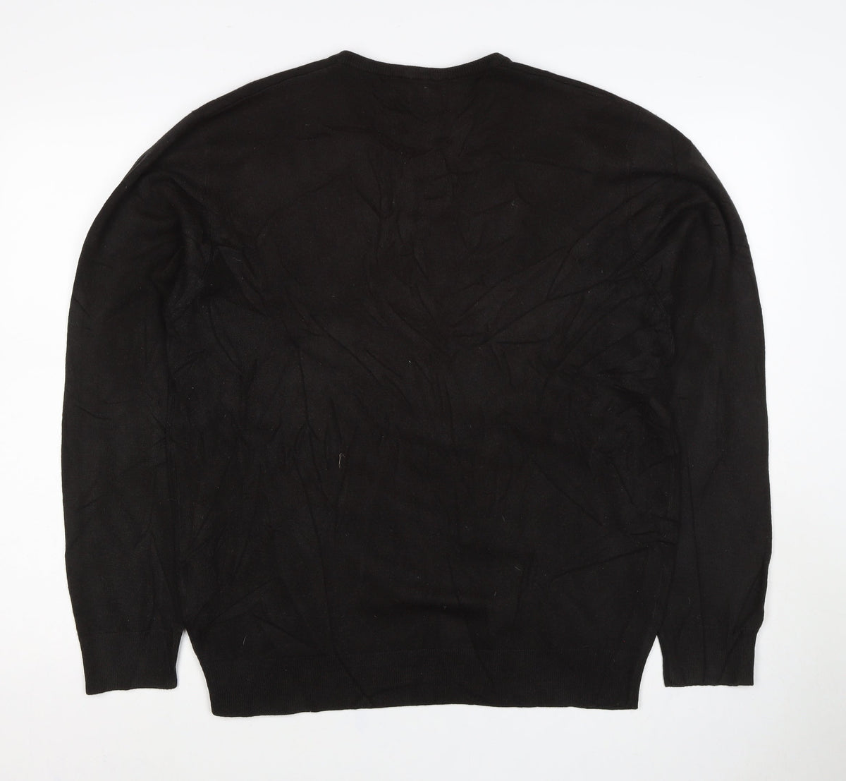 Bosideng Men's Black L V-Neck Acrylic Knit Pullover Jumper