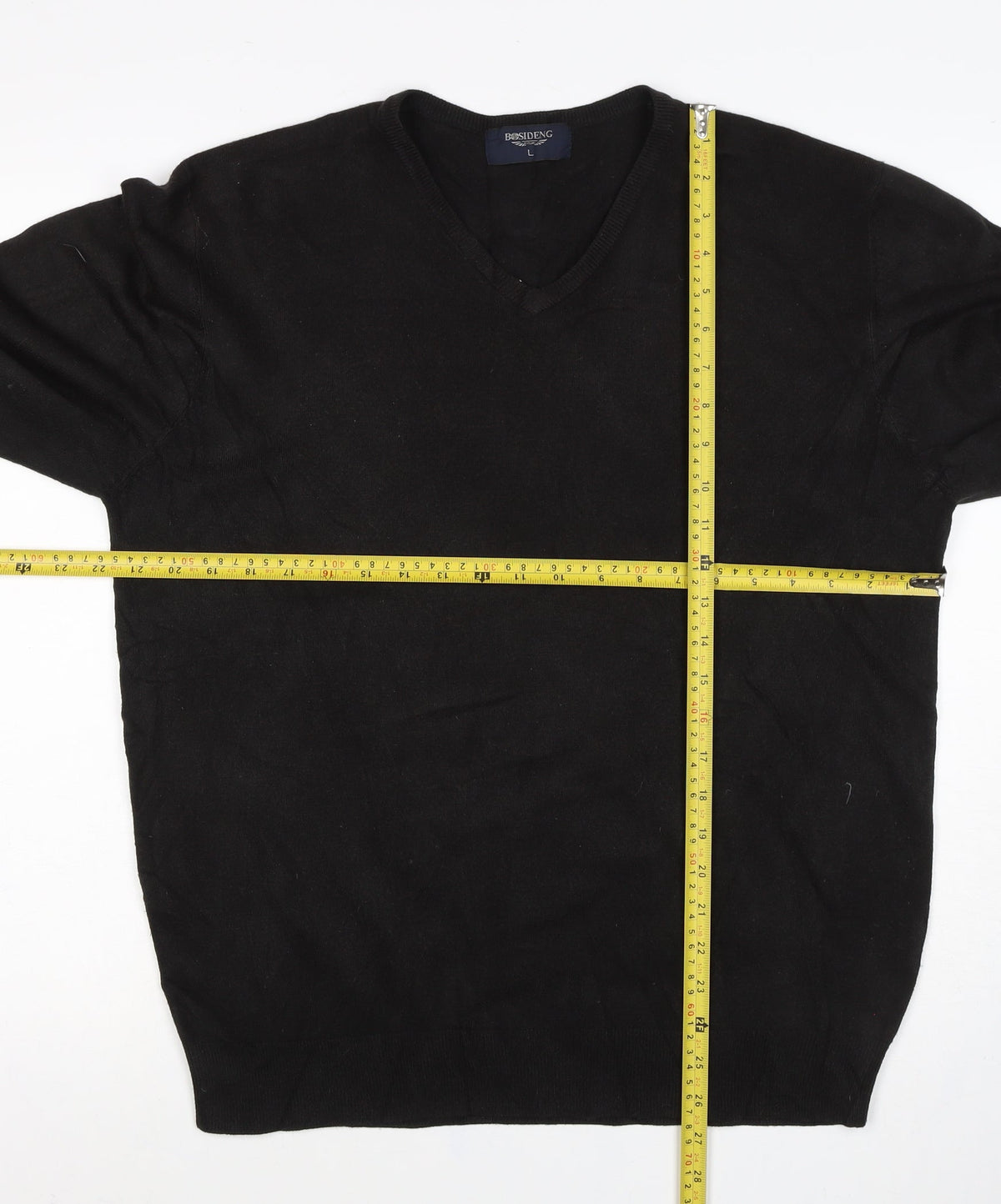 Bosideng Men's Black L V-Neck Acrylic Knit Pullover Jumper